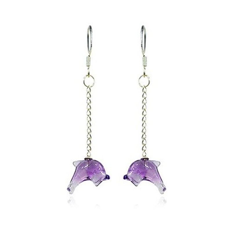 Purple Dolphin-shaped Titanium Earrings