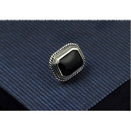 Stable black rectangular titanium earrings