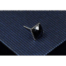 Black Square Serrated Titanium Earrings