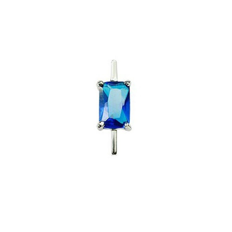 Blue Square Crystal Titanium Earrings