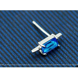 Blue Square Crystal Titanium Earrings