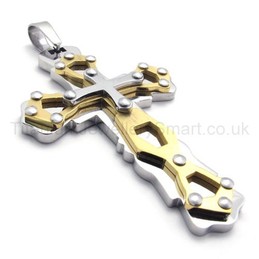 Golden Hollowed Cross Titanium Pendant 20267