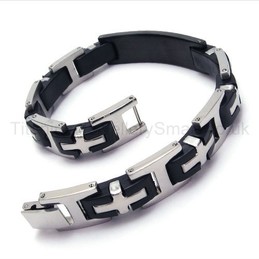 Titanium Cross And H Link Bracelet 18043