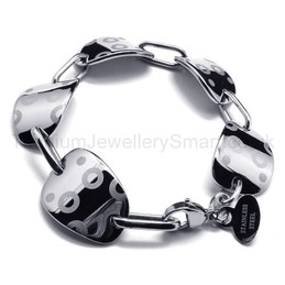 Cute Titanium Curving Oval Link Bracelet 18367