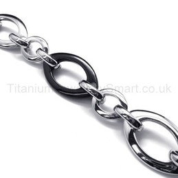 Black Titanium Cute Oval Link Bracelet 18371