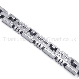 With Diamond Titanium Trendy Men's Bracelet 18509