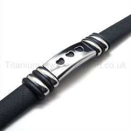 Titanium Leather Three Sweetheart Bracelet 18808