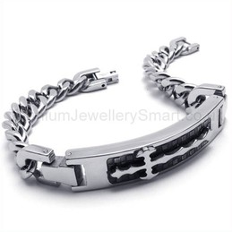 Womens Lovers Titanium Cross ID Bracelet 18871