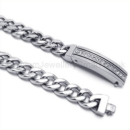 Titanium Single Row Inlay Diamond Curb Link Bracelet 19052