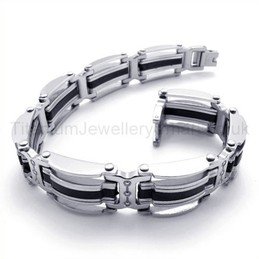 Fashion Mens Black Titanium Bracelet 19437
