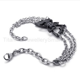New Womens Stylish Titanium Black Butterfly Bracelet 19964