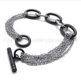 New Womens Stylish Seductive Black Ring Titanium Bracelet 19973