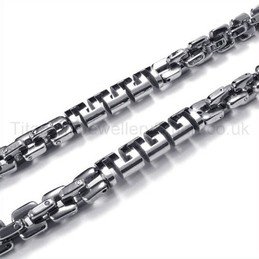 Silver Quadrate Link Cool Mens Titanium Necklace 19081