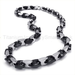 Two-tone Mens Titanium Necklace 19211