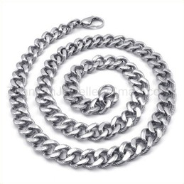 Polished Curb Mens Titanium Necklace 19215