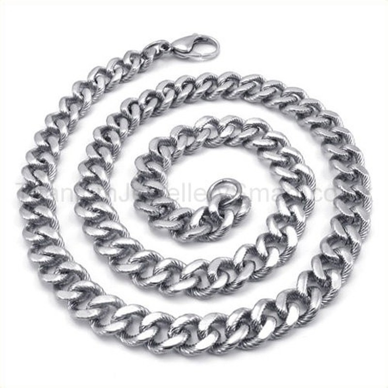 Polished Curb Mens Titanium Necklace 19215