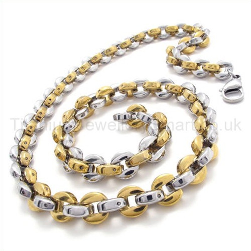 Gold Rolo Link Titanium Necklace 19407