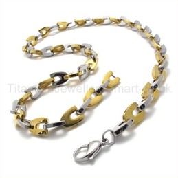 Gold U Link Titanium Necklace 19550