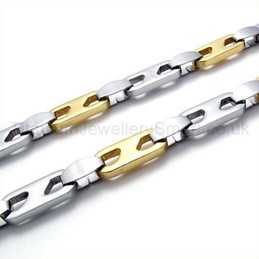 Gold Sheets Link Titanium Necklace 19792