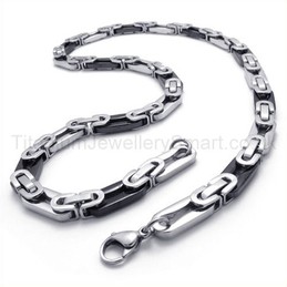 Inlay Black oval Box Titanium Necklace 19795