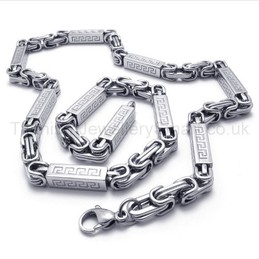Grooved Cuboid Titanium Silver Necklace 20219
