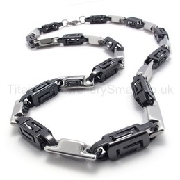 Black Hollow Box Link Titanium Necklace 20283