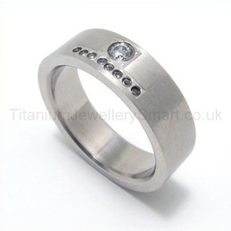 Diamonds Silvery Titanium Ring 10965