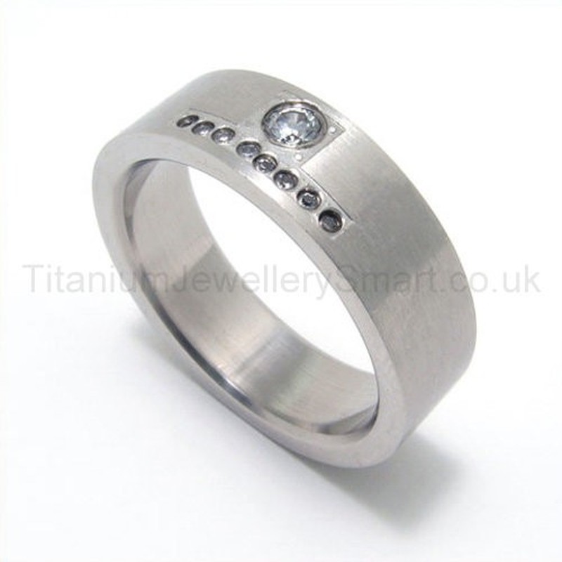Diamonds Silvery Titanium Ring 10965