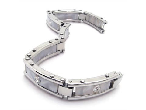 Men White Silver Pure Titanium Bracelet Rubber Bangle 08099-£93 ...