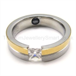 Diamond Duotone Titanium Ring 19191