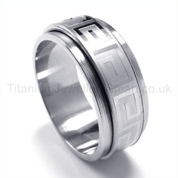 Rotatable Silvery Titanium Ring 19195