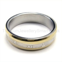 Roman Numerals Titanium Ring 19197