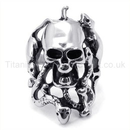 Classical Skulls Titanium Ring 19236