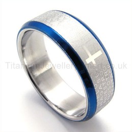 Cross Blue Titanium Ring 19270