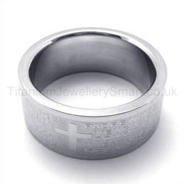 Cross Silvery Titanium Ring 19272