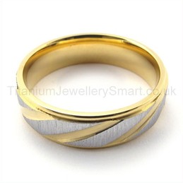 Spiral Stripes Golden Titanium Ring  19284