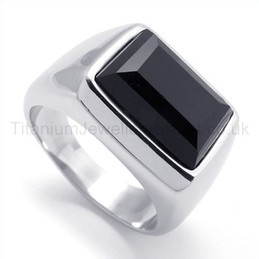 Studded with Zircon Titanium Ring 19308