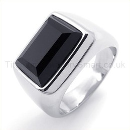 Studded with Zircon Titanium Ring 19308