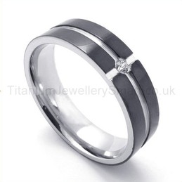 Diamond Black Titanium Ring 19334