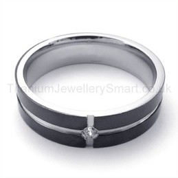 Diamond Black Titanium Ring 19334