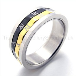 Roman Numerals Titanium Ring 19479