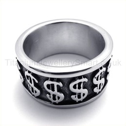 Dollar Symbol Titanium Ring 19851