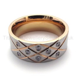 Diamonds Stagger Texture Titanium Ring 20002