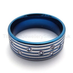 Blue Diamond Titanium Ring 20003