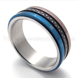 Three Loops Three colors Titanium Ring 20223