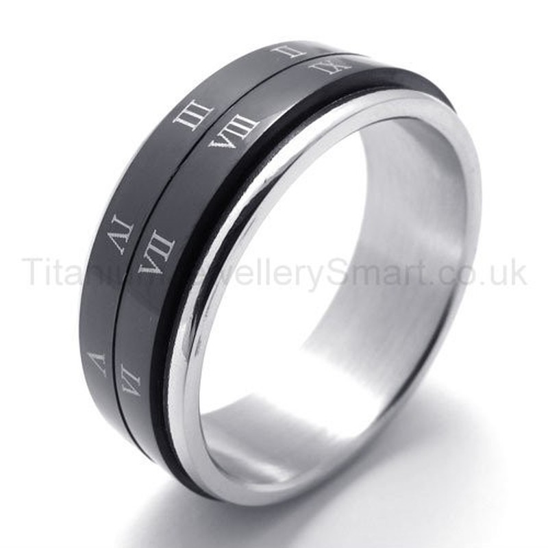 With Roman Numerals Titanium Ring 20225