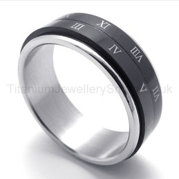 With Roman Numerals Titanium Ring 20225