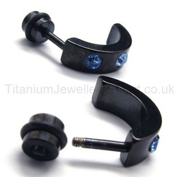 Black Titanium Blue Diamonds Earrings 17293