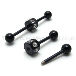 Black Slim Titanium Inlayed Diamonds Earrings 18546