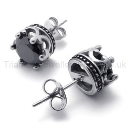 Retro Crown Titanium Earrings 20256